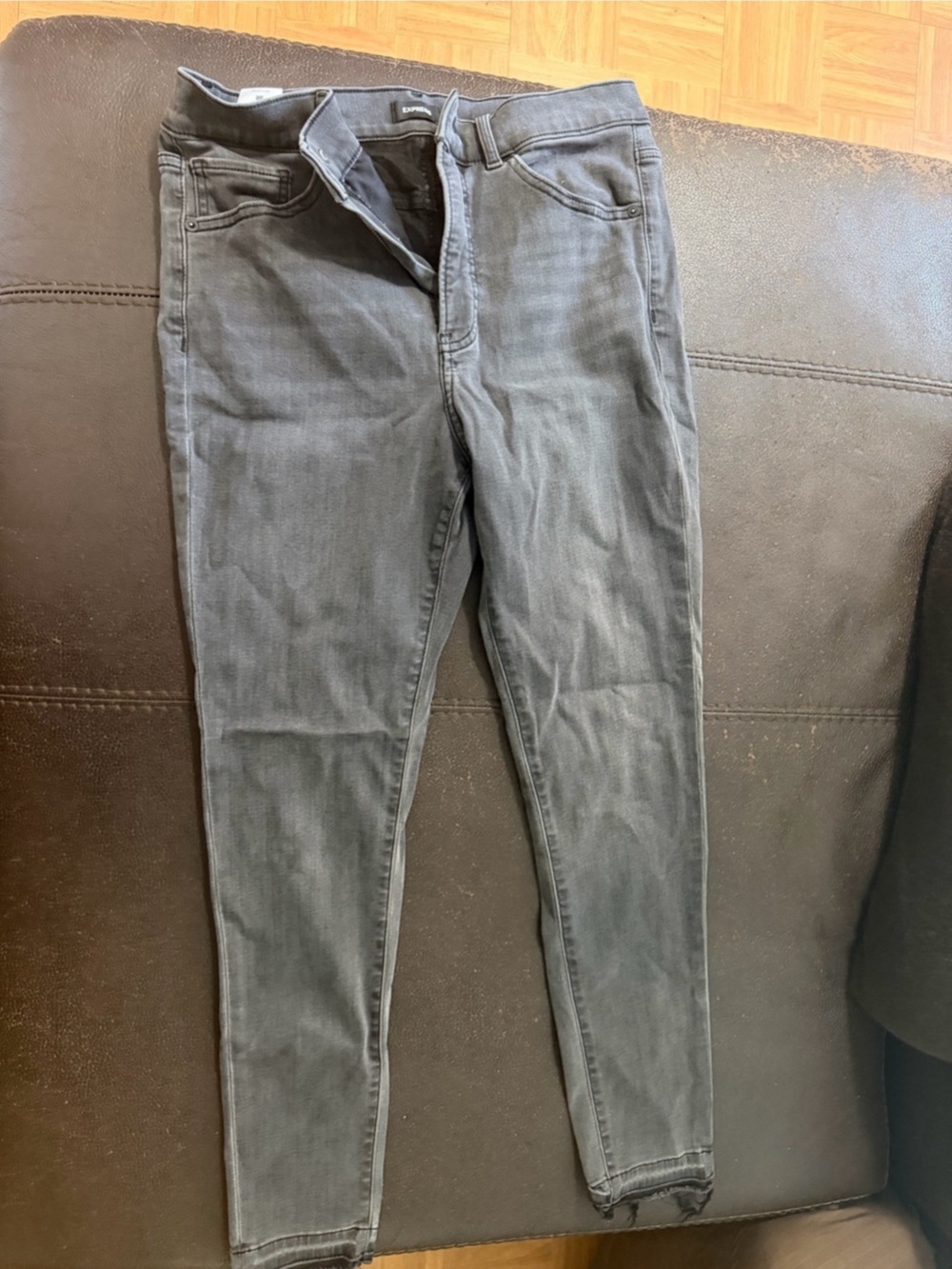 Express High Rise Skinny Jeans Gray Waist 8